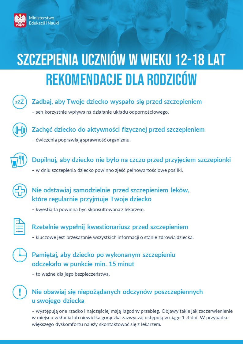 SZCZEPIENIA  UCZNIÓW W WIEKU 12-15 LAT