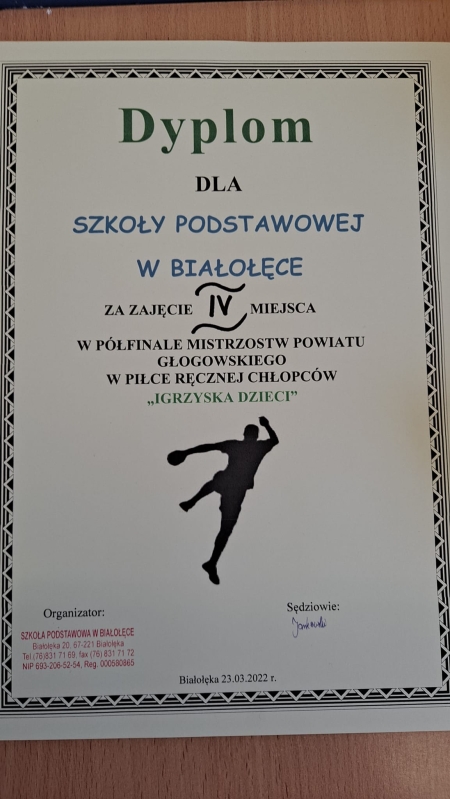 IV m-ce dla drużyny chłopców