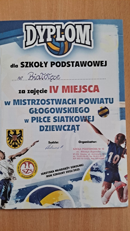 IV m-ce Finał Mistrzostw Powiatu w Piłce Siatkowej Dziewcząt 